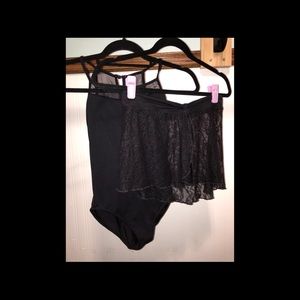 Bloch/ Mirella size P XS Mesh flowers camisole leotard +matching lace skirt